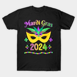 Mardi Gras 2024 Costume With Mask T-Shirt